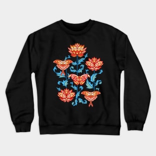 Mid-Century Moth Damask - Moody Midnight Crewneck Sweatshirt